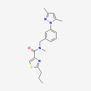molecular formula C20H24N4OS B5634040 N-[3-(3,5-dimethyl-1H-pyrazol-1-yl)benzyl]-N-methyl-2-propyl-1,3-thiazole-4-carboxamide 
