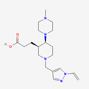 molecular formula C19H31N5O2 B5634078 3-{(3R*,4S*)-4-(4-methylpiperazin-1-yl)-1-[(1-vinyl-1H-pyrazol-4-yl)methyl]piperidin-3-yl}propanoic acid 