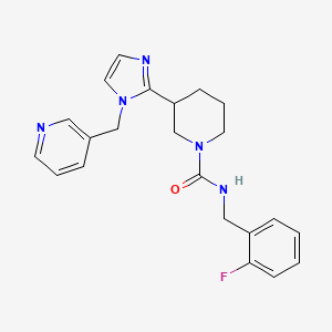 molecular formula C22H24FN5O B5634105 N-(2-fluorobenzyl)-3-[1-(pyridin-3-ylmethyl)-1H-imidazol-2-yl]piperidine-1-carboxamide 