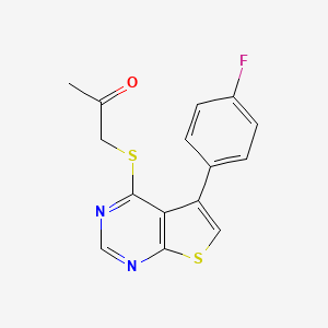 molecular formula C15H11FN2OS2 B5634107 1-{[5-(4-fluorophenyl)thieno[2,3-d]pyrimidin-4-yl]thio}acetone 