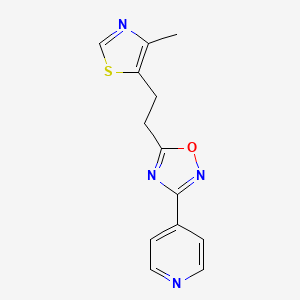 molecular formula C13H12N4OS B5634145 4-{5-[2-(4-methyl-1,3-thiazol-5-yl)ethyl]-1,2,4-oxadiazol-3-yl}pyridine 
