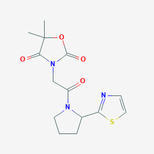 molecular formula C14H17N3O4S B5634161 5,5-dimethyl-3-{2-oxo-2-[2-(1,3-thiazol-2-yl)pyrrolidin-1-yl]ethyl}-1,3-oxazolidine-2,4-dione 