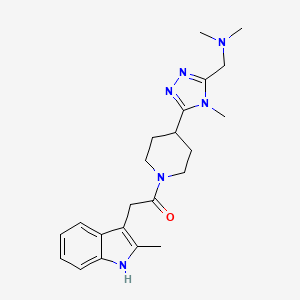 molecular formula C22H30N6O B5634189 N,N-dimethyl-1-(4-methyl-5-{1-[(2-methyl-1H-indol-3-yl)acetyl]piperidin-4-yl}-4H-1,2,4-triazol-3-yl)methanamine 