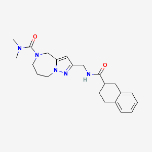 molecular formula C22H29N5O2 B5634204 N,N-dimethyl-2-{[(1,2,3,4-tetrahydronaphthalen-2-ylcarbonyl)amino]methyl}-7,8-dihydro-4H-pyrazolo[1,5-a][1,4]diazepine-5(6H)-carboxamide 