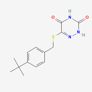 molecular formula C14H17N3O2S B5634250 6-[(4-tert-butylbenzyl)thio]-1,2,4-triazine-3,5(2H,4H)-dione 