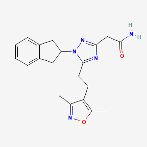 molecular formula C20H23N5O2 B5634291 2-{1-(2,3-dihydro-1H-inden-2-yl)-5-[2-(3,5-dimethylisoxazol-4-yl)ethyl]-1H-1,2,4-triazol-3-yl}acetamide 