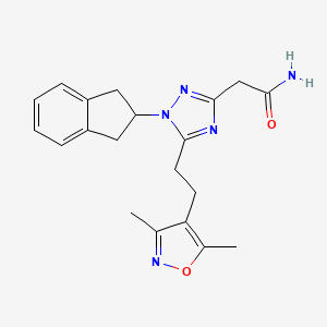 2-{1-(2,3-dihydro-1H-inden-2-yl)-5-[2-(3,5-dimethylisoxazol-4-yl)ethyl]-1H-1,2,4-triazol-3-yl}acetamide