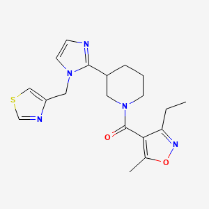 molecular formula C19H23N5O2S B5634312 1-[(3-ethyl-5-methylisoxazol-4-yl)carbonyl]-3-[1-(1,3-thiazol-4-ylmethyl)-1H-imidazol-2-yl]piperidine 