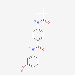 molecular formula C18H20N2O3 B5634353 4-[(2,2-dimethylpropanoyl)amino]-N-(3-hydroxyphenyl)benzamide 