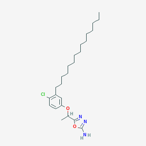 molecular formula C25H40ClN3O2 B056344 1,3,4-Oxadiazol-2-amine, 5-(1-(4-chloro-3-pentadecylphenoxy)ethyl)- CAS No. 111253-97-5