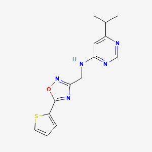 molecular formula C14H15N5OS B5634400 6-isopropyl-N-{[5-(2-thienyl)-1,2,4-oxadiazol-3-yl]methyl}pyrimidin-4-amine 