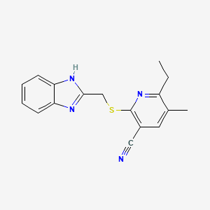 molecular formula C17H16N4S B5634428 2-[(1H-benzimidazol-2-ylmethyl)thio]-6-ethyl-5-methylnicotinonitrile 