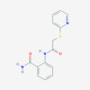 molecular formula C14H13N3O2S B5634462 2-{[(2-pyridinylthio)acetyl]amino}benzamide 