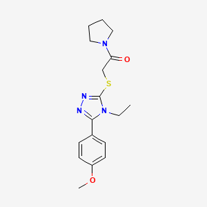 molecular formula C17H22N4O2S B5634471 4-ethyl-3-(4-methoxyphenyl)-5-{[2-oxo-2-(1-pyrrolidinyl)ethyl]thio}-4H-1,2,4-triazole 