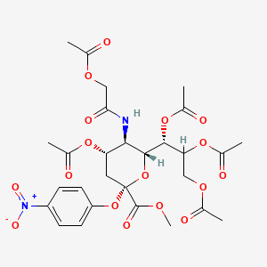 molecular formula C28H34N2O17 B563448 2-O-(p-Nitrophenyl)-4,7,8,9-tetra-O-acetyl-alpha-D-N-acetylglycolylneuraminic Acid Methyl Ester CAS No. 1000890-49-2