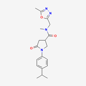 molecular formula C19H24N4O3 B5634503 1-(4-isopropylphenyl)-N-methyl-N-[(5-methyl-1,3,4-oxadiazol-2-yl)methyl]-5-oxo-3-pyrrolidinecarboxamide 