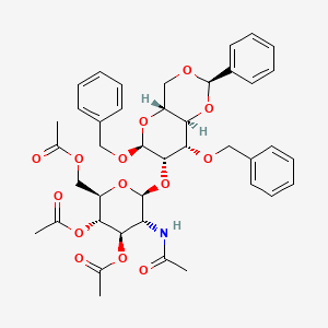 molecular formula C41H47NO14 B563455 2-O-(2-Acetamido-2-deoxy-3,4,6-tri-O-acetyl-|A-D-glucopyranosyl)-3-O-benzyl-4,6-O-benzylidene-|A-D-mannose CAS No. 865488-84-2