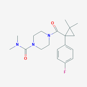 molecular formula C19H26FN3O2 B5634559 4-{[1-(4-fluorophenyl)-2,2-dimethylcyclopropyl]carbonyl}-N,N-dimethyl-1-piperazinecarboxamide 