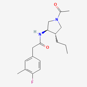 molecular formula C18H25FN2O2 B5634588 N-[(3R*,4S*)-1-acetyl-4-propyl-3-pyrrolidinyl]-2-(4-fluoro-3-methylphenyl)acetamide 