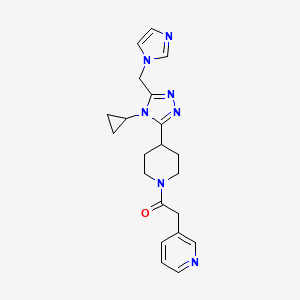 molecular formula C21H25N7O B5634604 3-(2-{4-[4-cyclopropyl-5-(1H-imidazol-1-ylmethyl)-4H-1,2,4-triazol-3-yl]piperidin-1-yl}-2-oxoethyl)pyridine 