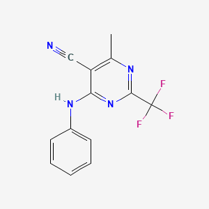 molecular formula C13H9F3N4 B5634618 4-anilino-6-methyl-2-(trifluoromethyl)-5-pyrimidinecarbonitrile 