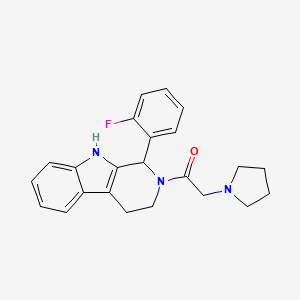 molecular formula C23H24FN3O B5634643 1-(2-fluorophenyl)-2-(pyrrolidin-1-ylacetyl)-2,3,4,9-tetrahydro-1H-beta-carboline 