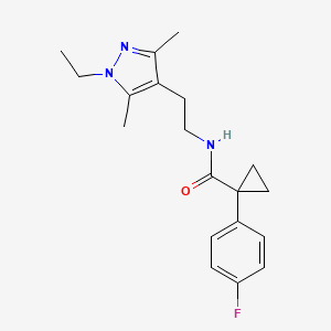 molecular formula C19H24FN3O B5634669 N-[2-(1-ethyl-3,5-dimethyl-1H-pyrazol-4-yl)ethyl]-1-(4-fluorophenyl)cyclopropanecarboxamide 