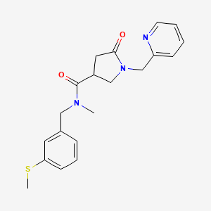 molecular formula C20H23N3O2S B5634697 N-methyl-N-[3-(methylthio)benzyl]-5-oxo-1-(2-pyridinylmethyl)-3-pyrrolidinecarboxamide 