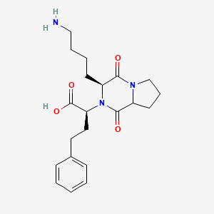 molecular formula C21H29N3O4 B563473 (2S)-2-[(3S)-3-(4-Aminobutyl)-1,4-dioxohexahydropyrrolo[1,2-a]pyrazin-2(1H)-yl]-4-phenylbutanoic acid CAS No. 1092813-99-4
