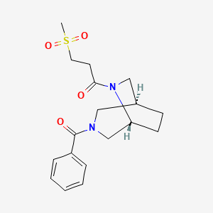 molecular formula C18H24N2O4S B5634737 (1S*,5R*)-3-benzoyl-6-[3-(methylsulfonyl)propanoyl]-3,6-diazabicyclo[3.2.2]nonane 