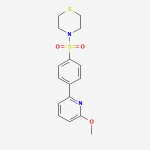 molecular formula C16H18N2O3S2 B5634792 4-{[4-(6-methoxypyridin-2-yl)phenyl]sulfonyl}thiomorpholine 