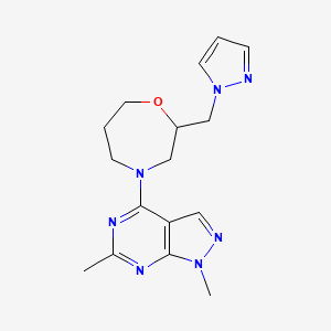 molecular formula C16H21N7O B5634814 1,6-dimethyl-4-[2-(1H-pyrazol-1-ylmethyl)-1,4-oxazepan-4-yl]-1H-pyrazolo[3,4-d]pyrimidine 