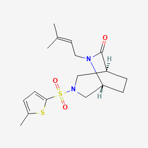 molecular formula C17H24N2O3S2 B5634815 (1S*,5R*)-6-(3-methyl-2-buten-1-yl)-3-[(5-methyl-2-thienyl)sulfonyl]-3,6-diazabicyclo[3.2.2]nonan-7-one 