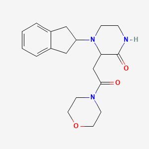 molecular formula C19H25N3O3 B5634828 4-(2,3-dihydro-1H-inden-2-yl)-3-[2-(4-morpholinyl)-2-oxoethyl]-2-piperazinone 