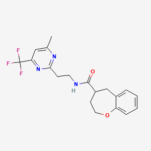 molecular formula C19H20F3N3O2 B5634859 N-{2-[4-methyl-6-(trifluoromethyl)pyrimidin-2-yl]ethyl}-2,3,4,5-tetrahydro-1-benzoxepine-4-carboxamide 