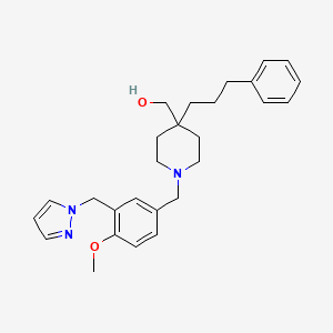 molecular formula C27H35N3O2 B5634898 [1-[4-methoxy-3-(1H-pyrazol-1-ylmethyl)benzyl]-4-(3-phenylpropyl)-4-piperidinyl]methanol 