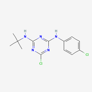 molecular formula C13H15Cl2N5 B5634940 N-(tert-butyl)-6-chloro-N'-(4-chlorophenyl)-1,3,5-triazine-2,4-diamine 