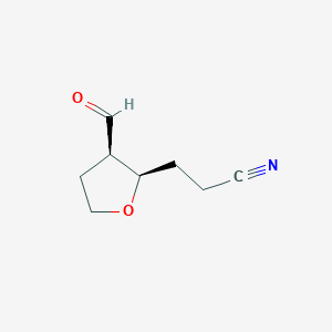 molecular formula C8H11NO2 B563497 2-Furanpropanenitrile,3-formyltetrahydro-,cis- CAS No. 100604-71-5