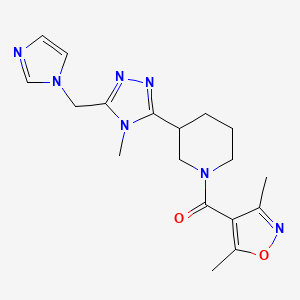 molecular formula C18H23N7O2 B5635004 1-[(3,5-dimethylisoxazol-4-yl)carbonyl]-3-[5-(1H-imidazol-1-ylmethyl)-4-methyl-4H-1,2,4-triazol-3-yl]piperidine 