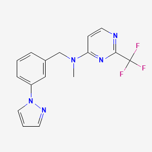 molecular formula C16H14F3N5 B5635030 N-methyl-N-[3-(1H-pyrazol-1-yl)benzyl]-2-(trifluoromethyl)pyrimidin-4-amine 