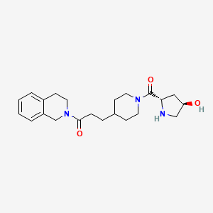 molecular formula C22H31N3O3 B5635087 (3R,5S)-5-({4-[3-(3,4-dihydro-2(1H)-isoquinolinyl)-3-oxopropyl]-1-piperidinyl}carbonyl)-3-pyrrolidinol hydrochloride 