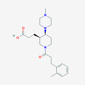 molecular formula C23H35N3O3 B5635177 3-[(3R*,4S*)-1-[3-(2-methylphenyl)propanoyl]-4-(4-methylpiperazin-1-yl)piperidin-3-yl]propanoic acid 