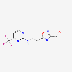molecular formula C11H12F3N5O2 B5635181 N-{2-[3-(methoxymethyl)-1,2,4-oxadiazol-5-yl]ethyl}-4-(trifluoromethyl)pyrimidin-2-amine 