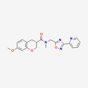 molecular formula C20H20N4O4 B5635204 7-methoxy-N-methyl-N-[(3-pyridin-2-yl-1,2,4-oxadiazol-5-yl)methyl]chromane-3-carboxamide 