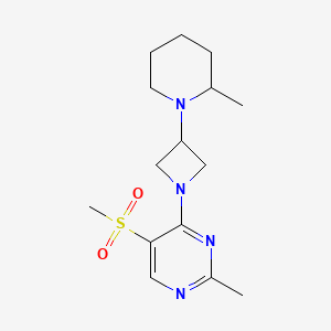 molecular formula C15H24N4O2S B5635272 2-methyl-4-[3-(2-methylpiperidin-1-yl)azetidin-1-yl]-5-(methylsulfonyl)pyrimidine 