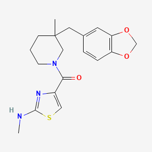 molecular formula C19H23N3O3S B5635304 4-{[3-(1,3-benzodioxol-5-ylmethyl)-3-methylpiperidin-1-yl]carbonyl}-N-methyl-1,3-thiazol-2-amine 