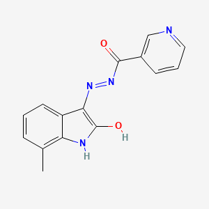 molecular formula C15H12N4O2 B5635324 N'-(7-methyl-2-oxo-1,2-dihydro-3H-indol-3-ylidene)nicotinohydrazide 