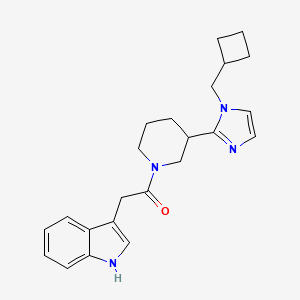 molecular formula C23H28N4O B5635334 3-(2-{3-[1-(cyclobutylmethyl)-1H-imidazol-2-yl]piperidin-1-yl}-2-oxoethyl)-1H-indole 