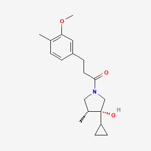 molecular formula C19H27NO3 B5635368 (3R*,4R*)-3-cyclopropyl-1-[3-(3-methoxy-4-methylphenyl)propanoyl]-4-methyl-3-pyrrolidinol 