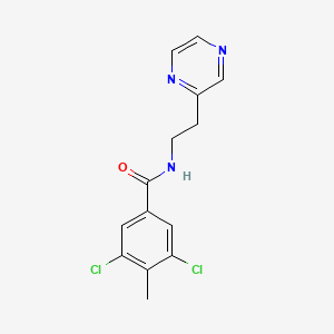molecular formula C14H13Cl2N3O B5635397 3,5-dichloro-4-methyl-N-[2-(2-pyrazinyl)ethyl]benzamide 